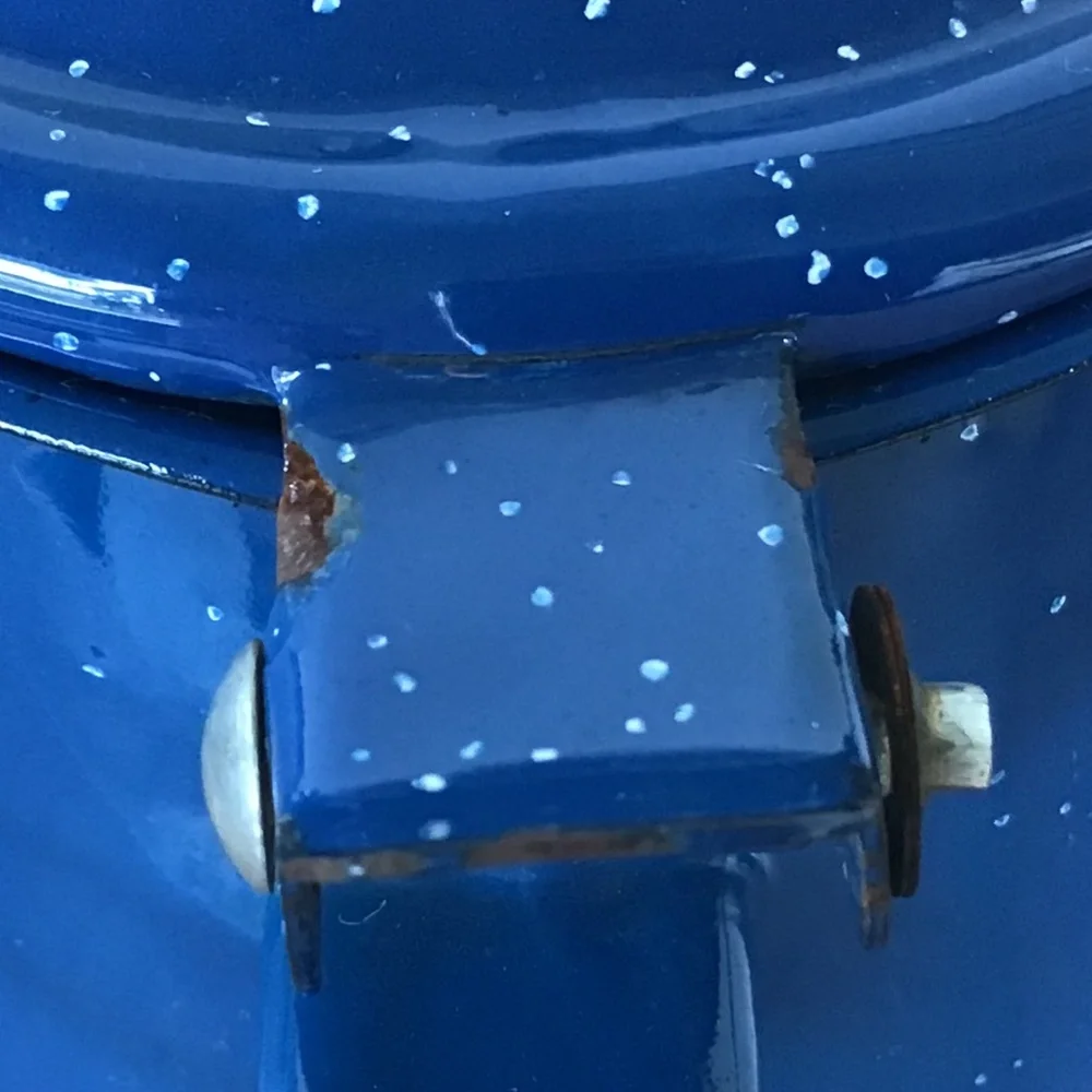 Vintage Blue Speckled Enamel Coffee Pot Kettle Camping Rustic Farmhouse